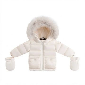 Ellabee Bella Enfant Fur Down Jacket - Off White/Corduroy 6031