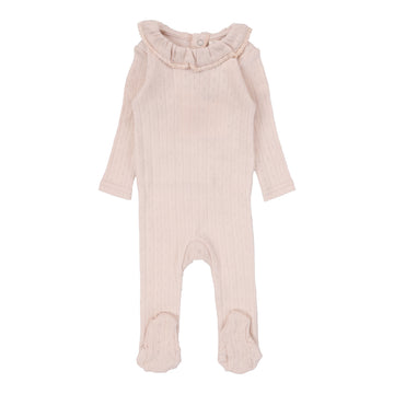 Lilette By Lil Legs Fine Pointelle Collar Footie Petal Ruffle