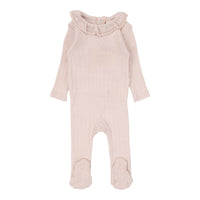 Lilette By Lil Legs Fine Pointelle Collar Footie Petal Ruffle
