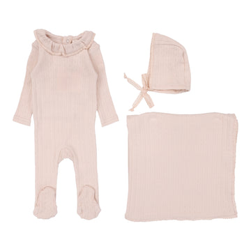 Lilette By Lil Legs Fine Pointelle Collar Layette Set Petal Ruffle
