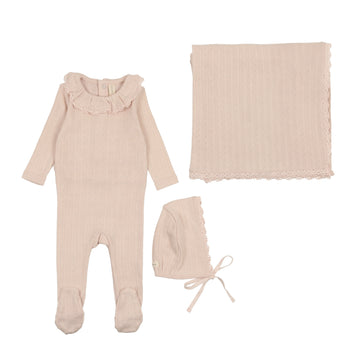 LILETTE  BY LIL LEGS PETAL FINE RUFFLE POINTELLE LAYETTE SET