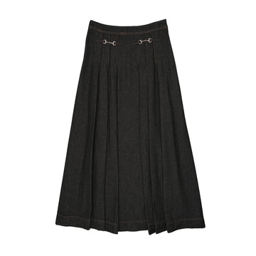 Froo Buckle Denim Maxi Skirt - Denim