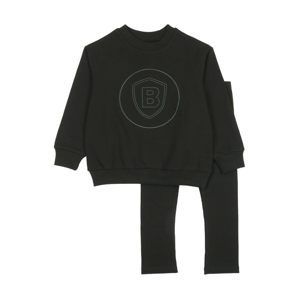 Bonjoy Black Green Emblem Sweatshirt Set