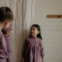 Farren + Me Washed Purple Washed Turtleneck Bib Dress