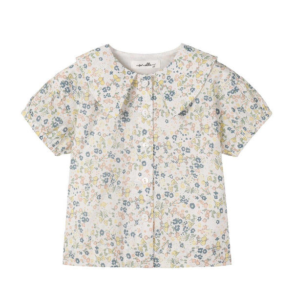 Nounelle Floral Yellow Blouse- 3/4 Sleeves