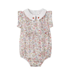 Nounelle Strawberry Embroidered Romper