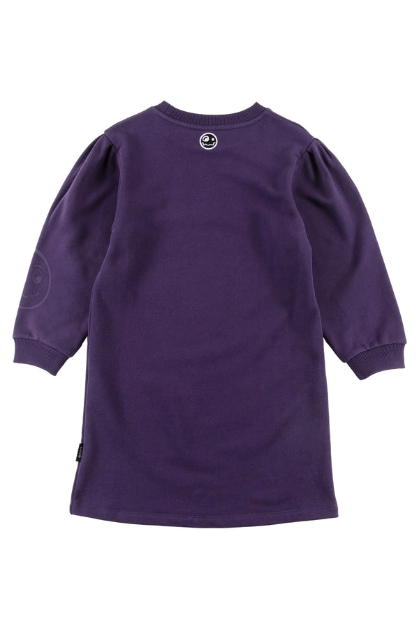 Loud Apparel Purple Indigo/Grapes Dress Puff Sleeve