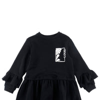 Loud Apparel Black/Ecru Dress Ruffle Sleeve