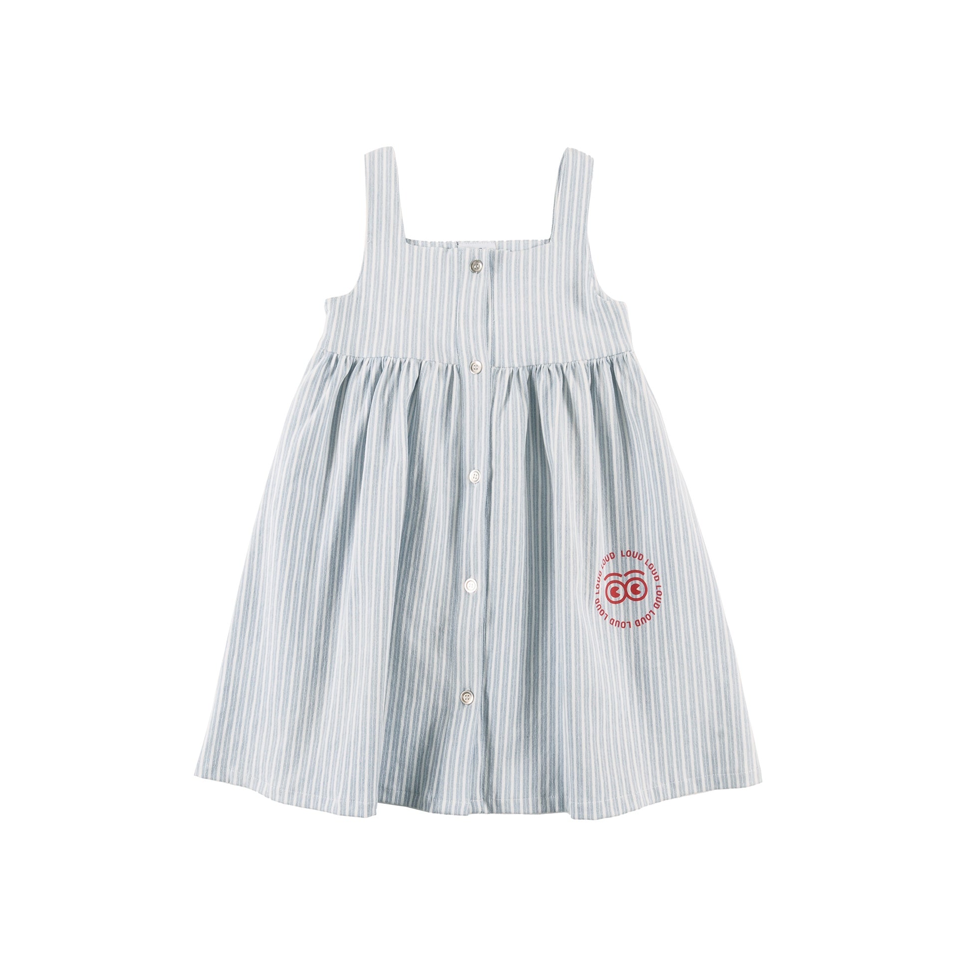 Loud Apparel Mid Blue Stripe Summer Dress Loose Fit (drop 2) | Buttons Bebe