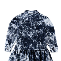 Loud Apparel Blue Stained Dress Mutton Sleeves