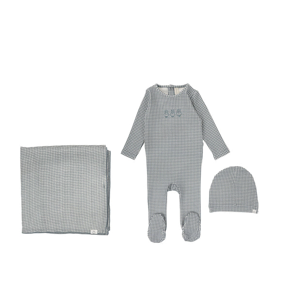 Lilette By Lil Legs Gingham Bunny Layette Set Blue