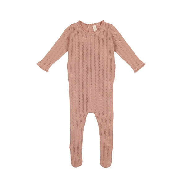 Lilette By Lil Legs Pointelle Knit Footie Blush