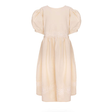 Pernille Gloria Light Beige Dress With Embroidered Flower Lace