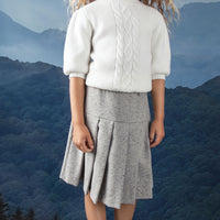 Noma Grey Tweed Pleated Skirt (NSK741)