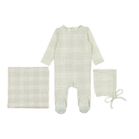 Lilette By Lil Legs Grid Layette Set Cream/Blue