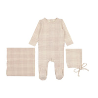 Lilette By Lil Legs Grid Layette Set Cream/Rose