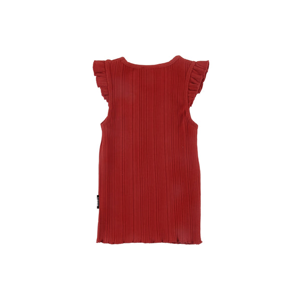 Loud Apparel Red Vest Ruffle Armhole/ Tank