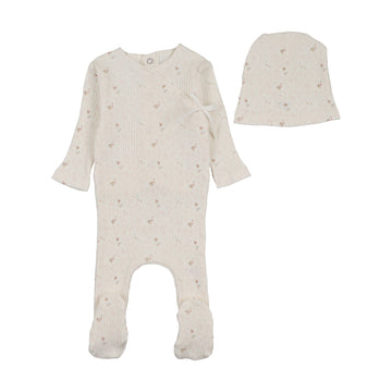 Bee & Dee Geese Wide Ribbed Footie/Beanie Chalk White Girls