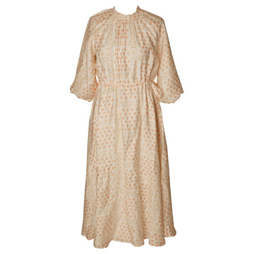 Hev Coral Puffy Sleeve Eyelet Dress