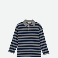 My Little Cozmo Grey Navy Soft Feel Wide Stripes