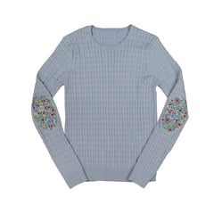 HEV Sky Blue Braided Knit With Patches HKN780