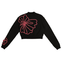 HEV Black Cable Embroidered Flower Knit (HKN842)