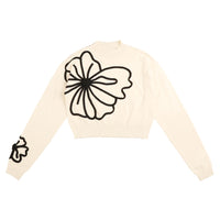 HEV Ivory Cable Embroidered Flower Knit (HKN842)