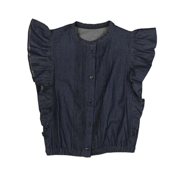 HEV Denim Denim Ruffle Top HSH750