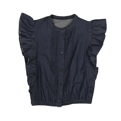HEV Denim Denim Ruffle Top HSH750