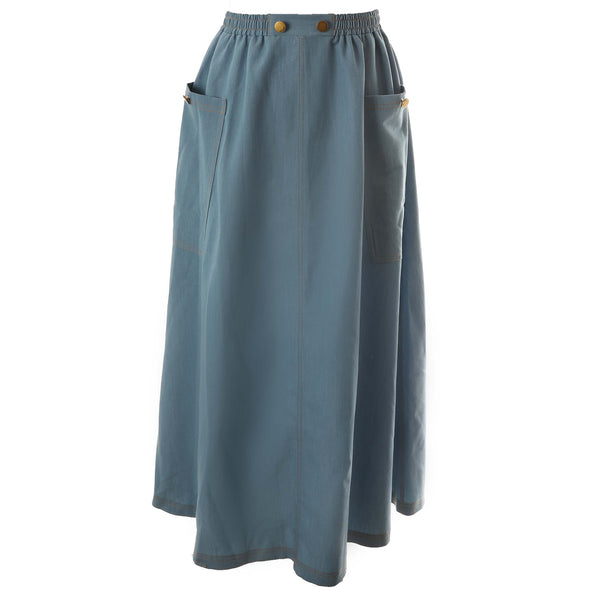 Hev Chambray Blue Double Stitch Detail Skirt