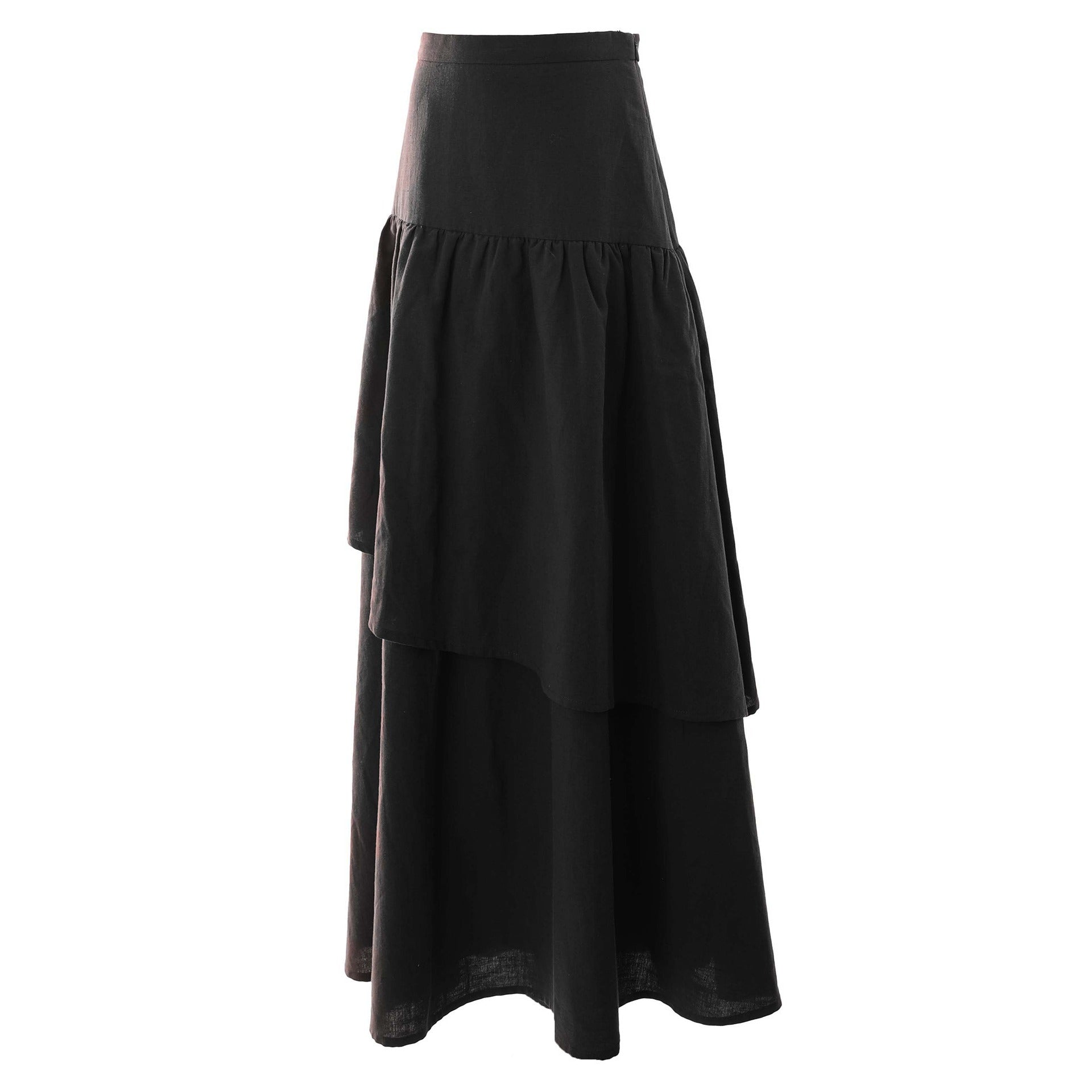HEV Black Asymmetric Layered Skirt | Buttons Bebe