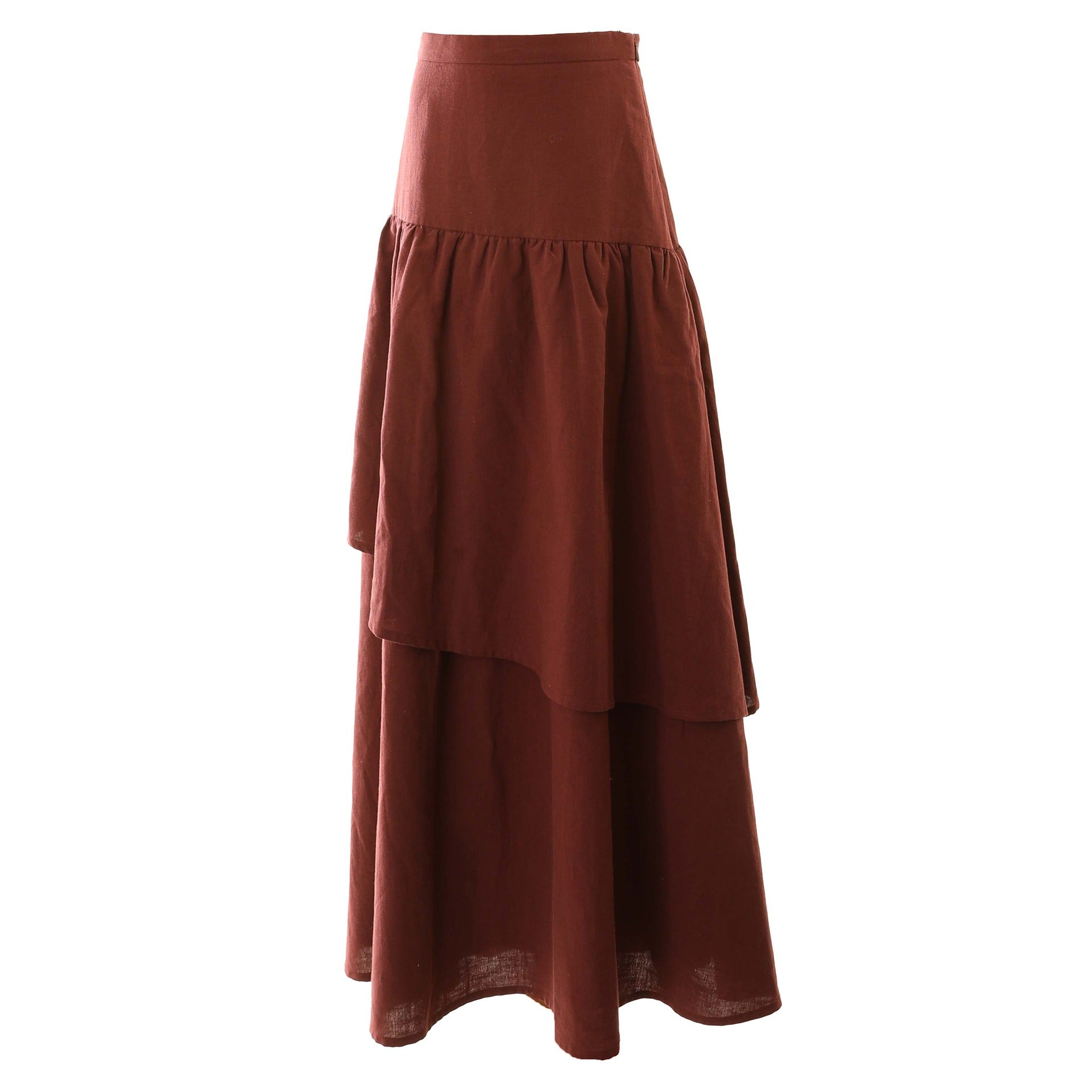 HEV Burgundy Asymmetric Layered Skirt | Buttons Bebe