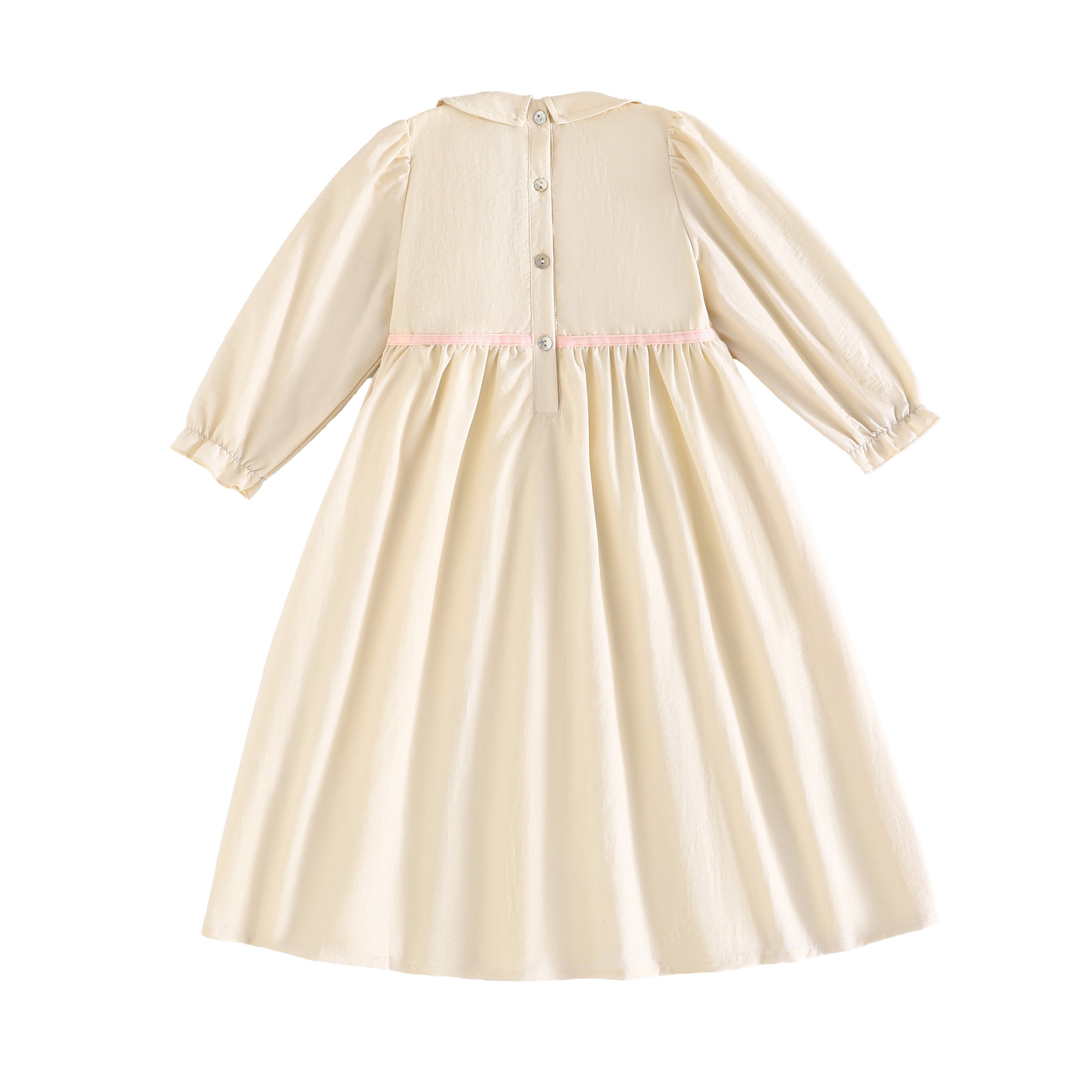 RetroKid Cream/ Pink Halston Smocked Dress - 3/4 Sleeve