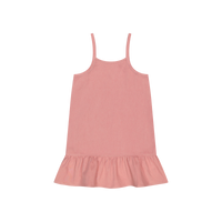 RetroKid Pink Denim Hollis Denim Strap Ruffle Dress