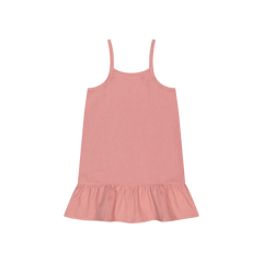 RetroKid Pink Denim Hollis Denim Strap Ruffle Dress