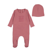 Bee & Dee Rasberry I Love You Footie/Bonnet