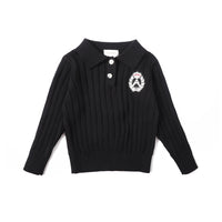 Anecdote Black Wide Ribbed Knit Polo- size up one size