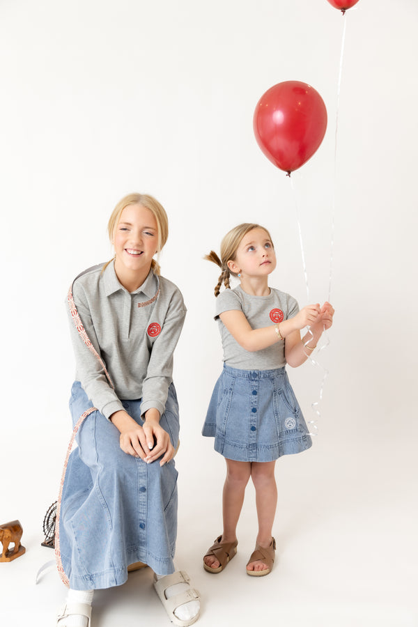 Nounelle Stamp Tee Grey- 3/4 Sleeves