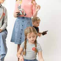 Nounelle Stamp Tee Grey- 3/4 Sleeves