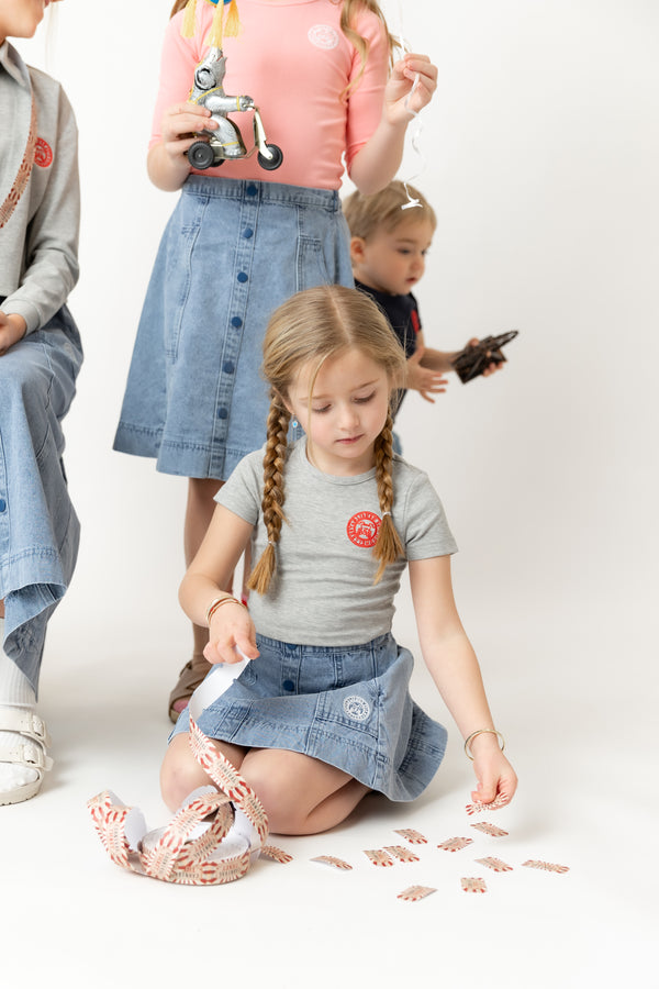 Nounelle Stamp Tee Grey- 3/4 Sleeves