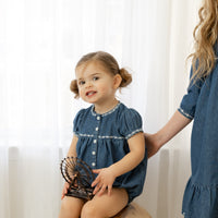 Nounelle Denim Trimmed Romper