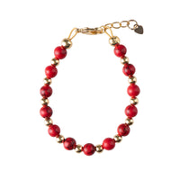 Picky Red Dye With Gold Beads