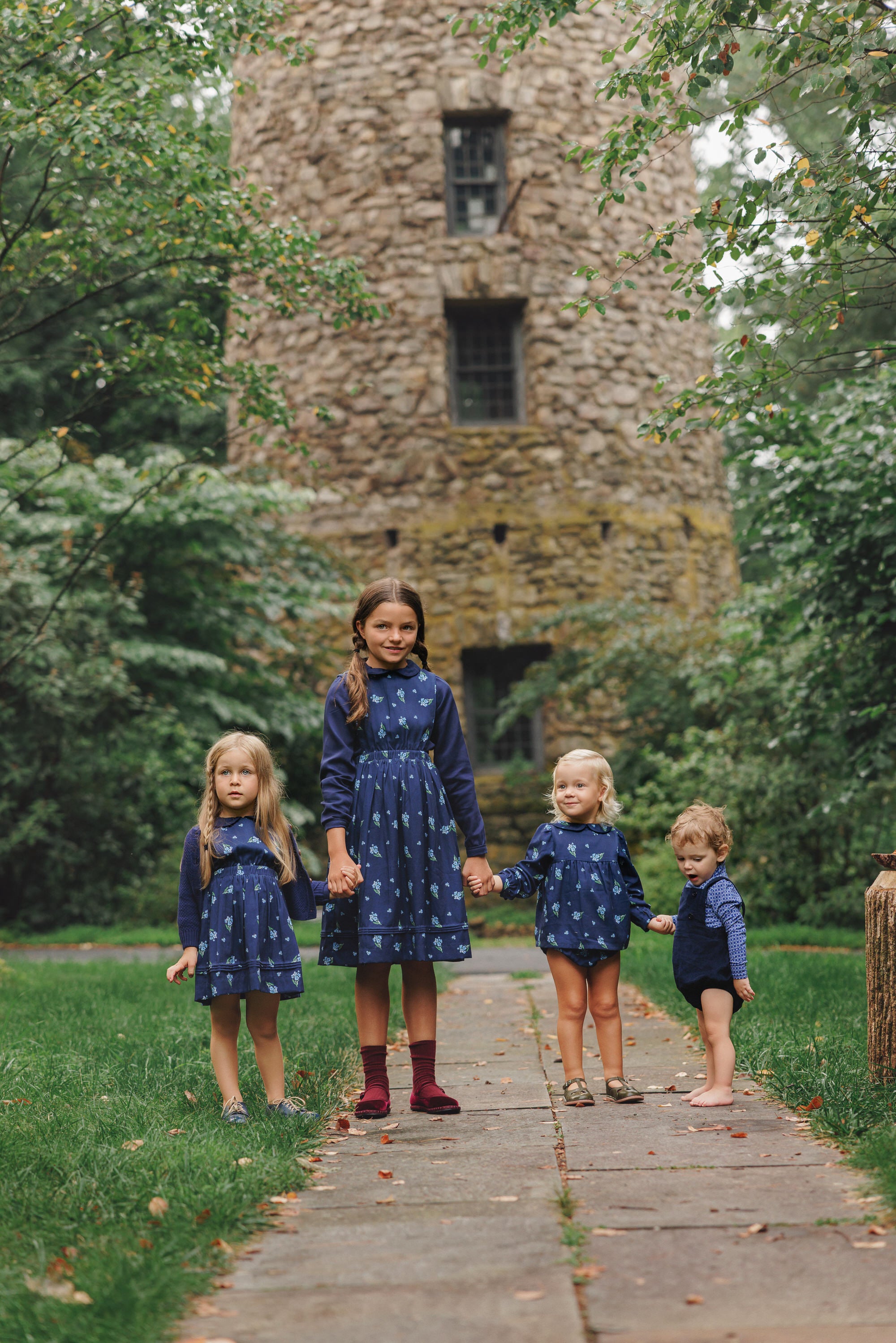 Secolo Regal Floral Pinafore - Navy
