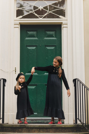 Secolo Velour Overlay Maxi Dress - Black