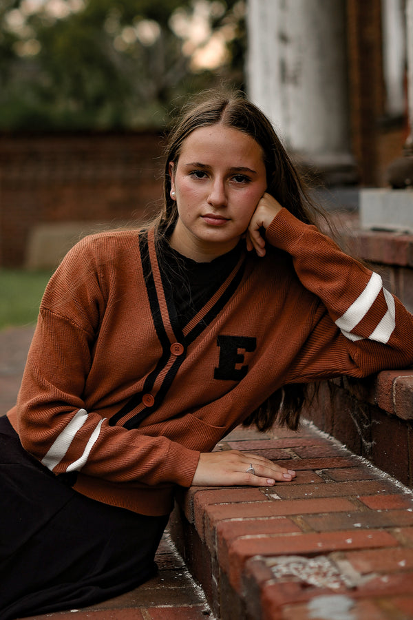 Urban Edge Brown Varsity Cardigan