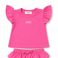 Tiny Too Hot Pink Acid Wash Girls 2 piece set