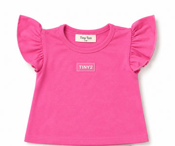 Tiny Too Acid Wash Hot Pink Short Sleeve Top