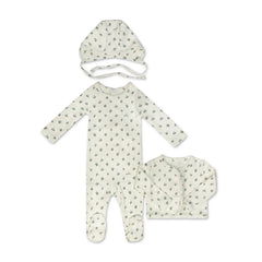 Little Parni LT Blue Floral Cardigan Layette Set + Bonnet (K660)