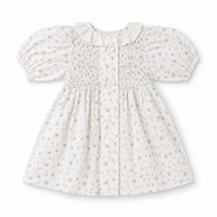Noma Lavendar Floral Smocked Double Button Dress NDR417