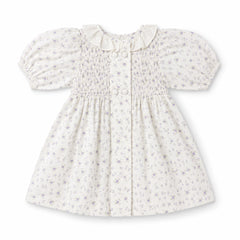 Noma Lavendar Floral Smocked Double Button Dress NDR417